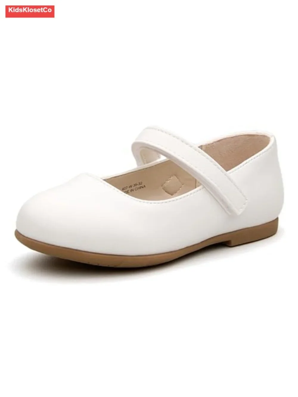 Girls Mary Jane Flats - Hook & Loop Closure, Cushioned Insole, Non-Slip Sole